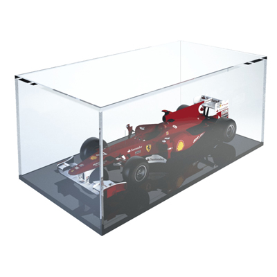 Teca espositiva in plexiglass trasparente scala 1:18 con base nera - Misure totali: 34x18x h14 cm